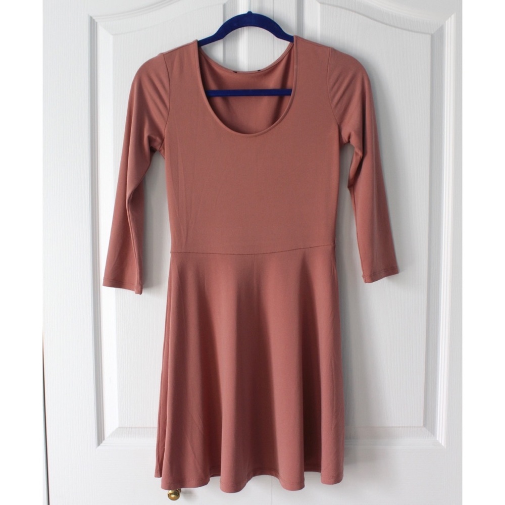 Rose Gold Dress with Sleeves | Dusty Pink Dress | Dress with Sleeves | Pink Red